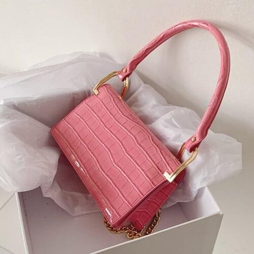 Womens Fashion Chain Messenger Bag Vintage Crocodile Pattern Cover Handbag Women High Quality Pu Armpit Shoulder Bag Woman 2021