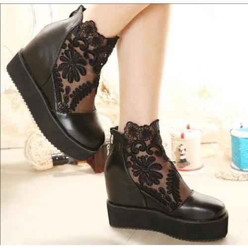 Autumn New lace printing Women Heel shoes Wedges High Wedge Shoes Womens Summer Shoes Sexy Women sandals Footwear Size