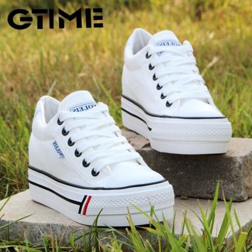 Women Hidden Heel Platform Wedge Canvas Shoes Outdoor Breathable Trainers Female Sneakers Woman Casual Shoes