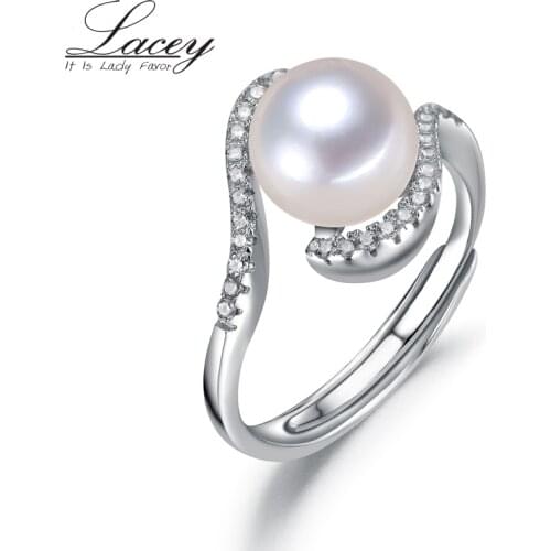 Natural Freshwater Pearl Ring Jewelry 925 Silver Couple Rings For Women Real Pearl Finger Ring Engagement Gift