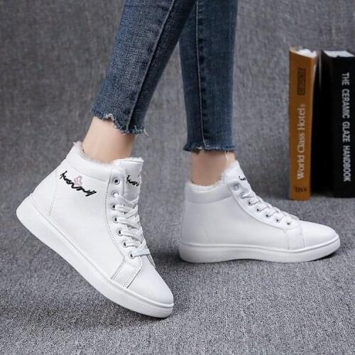2020 Winter Ankle Boots Women Warm Thick Plush Suede Snow Boots Female PU Leather Sneaker Fur Shoes Women Botines Mujer