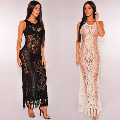 2017 New Europe America Style Beach Loose Solid Hollow Out Regular Summer Women Dresses TF0905