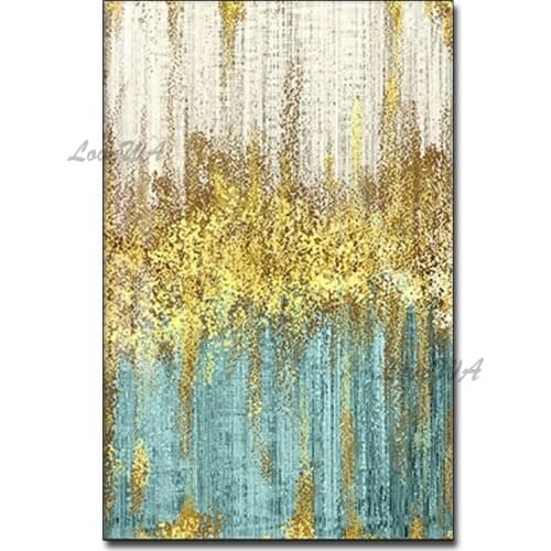 Gold Heavy Textured Design Abstract Unframed Hand-painted Canvas Oil Painting Wall Art Calligraphy Picture Paintings For Bedroom