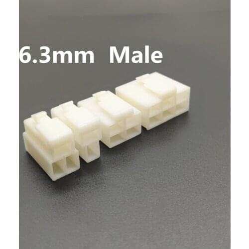 10PCS 6.3mm Automotive Connector Plastic Shell 2P 3P 4P 6P 8P 9P Male Butt Plug High Current Connector