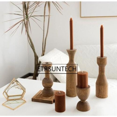 10pcs Wooden Pillar Candle Holder Vintage Pillar Stand for Dining Table Centerpiece Coffee Table Mantel Or Any Table Top