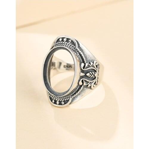 12*17mm 925 STERLING SILVER Semi Mount Bases Blanks base blank Pad men ring Setting jewelry findings (without stone) A5402