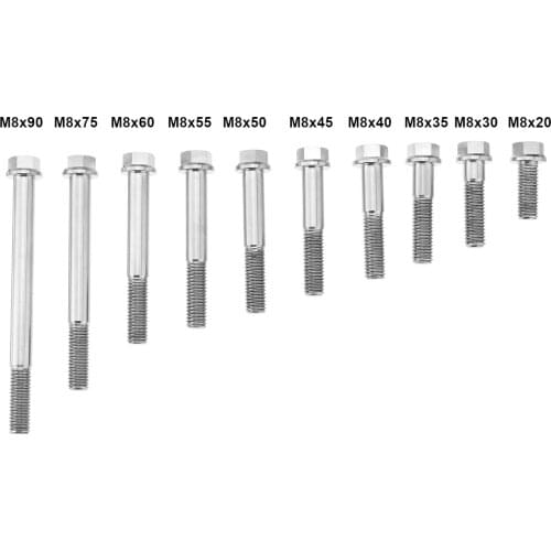1x M8 Titanium Flange Hexagon Head Bolt Pitch Screw 20mm 30mm 35mm 40mm 45mm 50mm 55mm 60mm 75mm 90mm