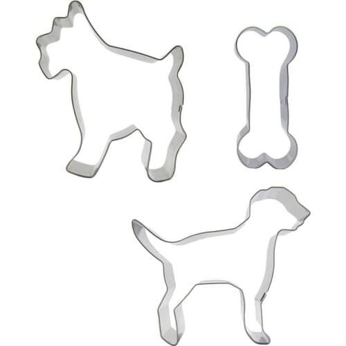 Dog, Bone shape, 3 piece biscuit cutting molds, fruit cutting, baking tools, cake decorating soft candy tools