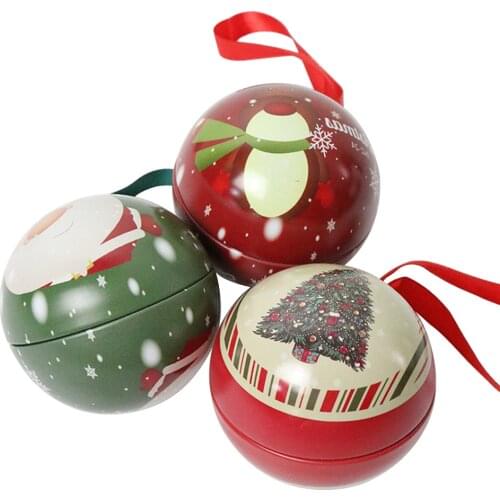 3pcs Christmas Round Tinplate Box Sweet Packing Can Elk Christmas Tree Design Gift Box Exquisite Santa Claus Printing Candy Box