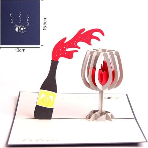 3D Laser Cut Handmade Red Wine Paper Business Cocktail Party Family Reception Invitation Greeting Card Creative Gift