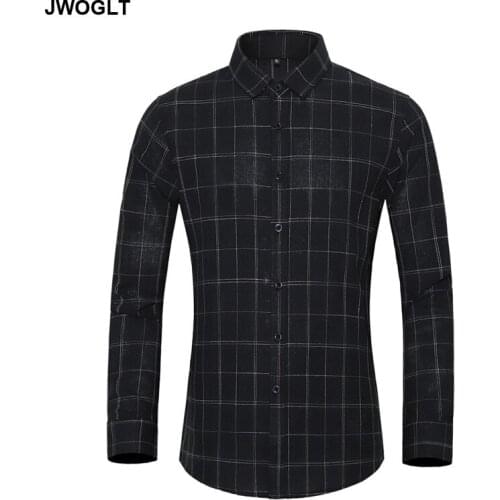 45KG-120KG Spring Autumn Men Plaid Shirt Casual Button Down Black Dark Gray Cotton Long Sleeve Mens Social Shirts 5XL 6XL 7XL