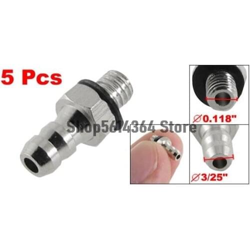 M3 Male Thread to 3mm 3/25" Pneumatic Tube Hose Mini Barb Fittings 5 Pcs