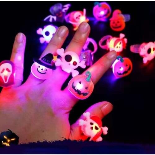 50pcs Halloween LED Luminous Necklace Wristband Bangle Light up Flashing Ring Cosplay Birthday Party Pumpkin Skull Decorations