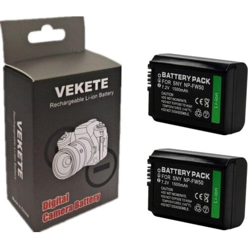 2Pcs/lot NP-FW50 NP FW50 Camera Battery Replacement for Sony Alpha a6500 a6300 a6000 a5000 a3000 NEX-3 a7R