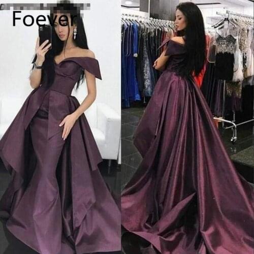 Arabic Burgundy Mermaid Evening Dresses With Overskirt Off Shoulder Formal Prom Dress Party Gowns Custom Made