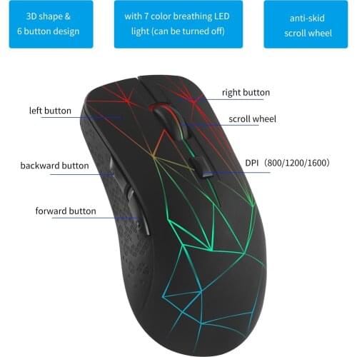 Wireless Gaming Mouse Bluetooth 5.0 and 2. 4Ghz Dual Mode Office Mause 1600DPI Ergonomic Optical Mause Rechargeable For Laptop