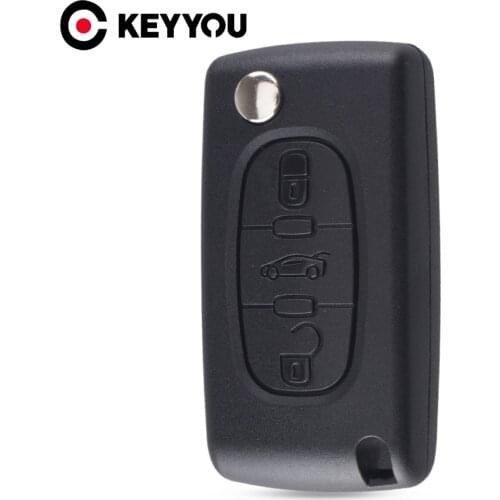 KEYYOU 3 Buttons Flip Remote Car Key Shell Case Fob For Peugeot 207 307 407 308 607 CE0523 Free Shipping