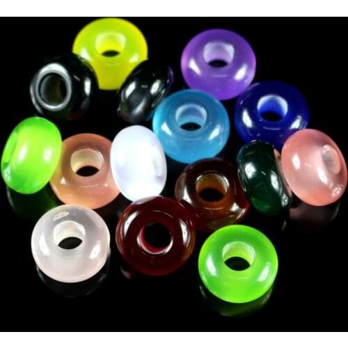 13mm Mix Color Resin Big Hole Loose Beads Fit European Jewelry Bracelet Charms DIY 50pcs/lot