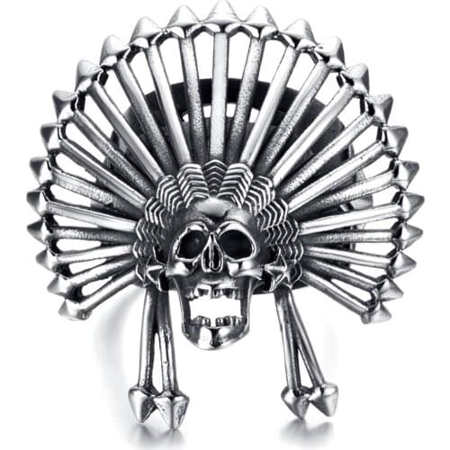 Skull Head Oversized Titanium Steel Rings Jewelry Mens Punk Rings