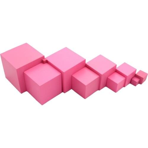 Wooden Montessori Math Pink Toy Large Wooden Cube Tower 0.7-7cm Preschool Education Childrens Day Gift Family Toys