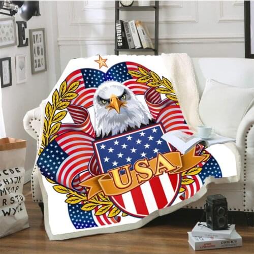 Fanaijia USA eagle Double throw blanket for sofa blankets faux fur fleece blankets and throws blanket