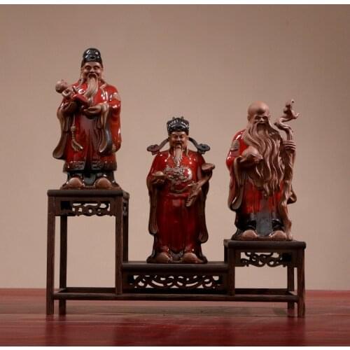 Ceramic statue of Fu Lu Shou God of Wealth，Modern art sculpture，Home living room loft character decoration statue，Business gifts