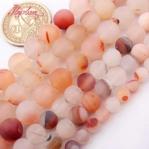 6,8,10mm Round Frosted Chalcedony Agates Beads Natural Stone Beads For DIY Necklace Bracelets Jewelry Making 15" Free Shipping