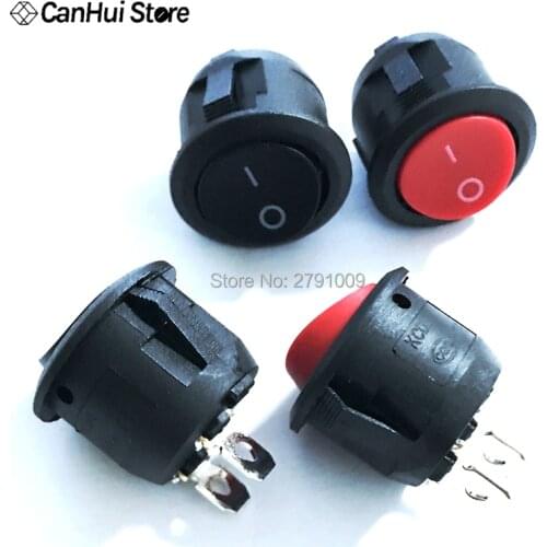10Pcs Small Round Black 2-Pin 2-Files 3A/250V 6A/125V Rocker Switch Seesaw Power Switch KCD1 Round Rocker Switch Red Switch 20mm