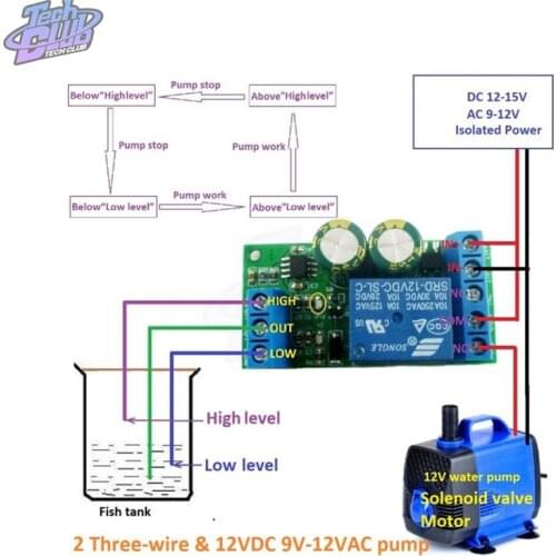 12V 30A High Power Water Level Automatic Controller Liquid Sensor Switch Module Motor Pump Automatic Control Relay Board