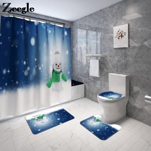 Printed Shower Curtain and Bath Mat Set Bathroom Decor Toilet Mat Non-Slip Floor Mat for Bathroom Absorbent Toilet Seat Cushion