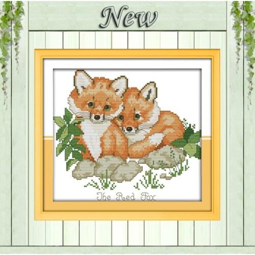Red foxes love counted print on canvas DMC Sets 11CT 14CT DIY needlework embroidery Cross Stitch kits crafts home decor painting