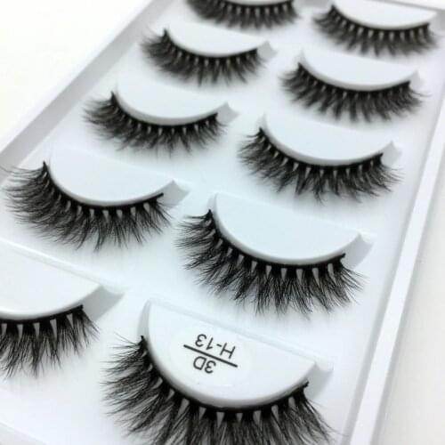5 Pairs Multipack Faux 3D Mink Hair False Eyelashes Handmade Fluffy Long Lashes Nature Long Eye Makeup Tools Eye Lashes H13