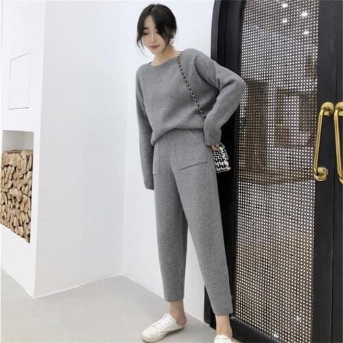 Autumn Winter Ankle-Length Sweatpants Joggers Ladies Clothing Gothic Running Pants Casual Women High Waist Knitted Pants