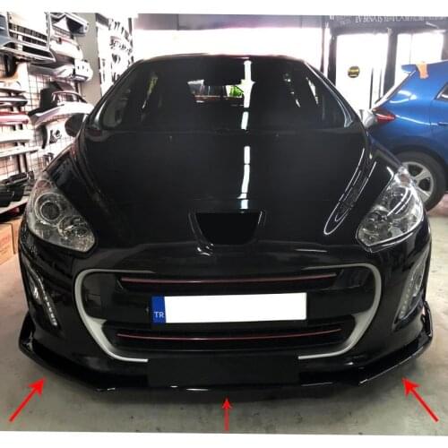Peugeot 308 Front Bumper Attachment Gloss Black 3 Pcs