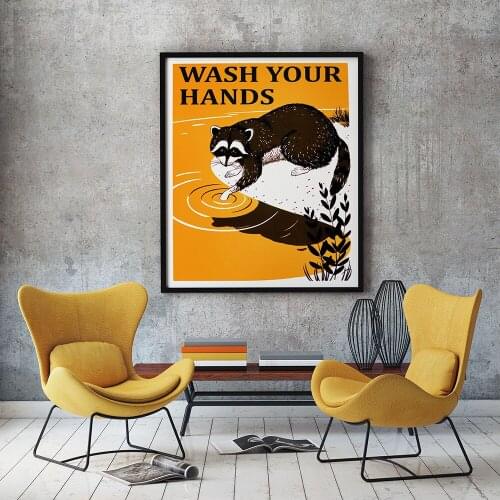 Wash Your Hands Posters and Prints Cat Animal Poster Wall Art Picture Vintage Canvas Painting For Bathroom Home Decoration Decor