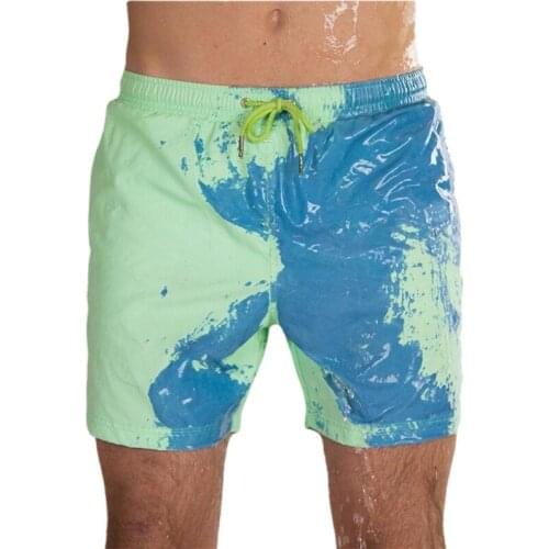 Beach Shorts Men Magical Color Change Swimming Short Trunks Summer Swimsuit Swimwear Shorts Quick Dry Bathing Beach Pants LJK176