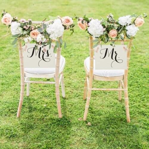 Customize Wedding Novia y Novia Bride and Groom chair signs, personalize Senor and Senora Sr. and Sra. Spanish chair sign