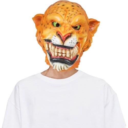 Snailify Realistic Cartoon Leopard Latex Mask Animal Costume Props For Adult Halloween Party Panther Headgear