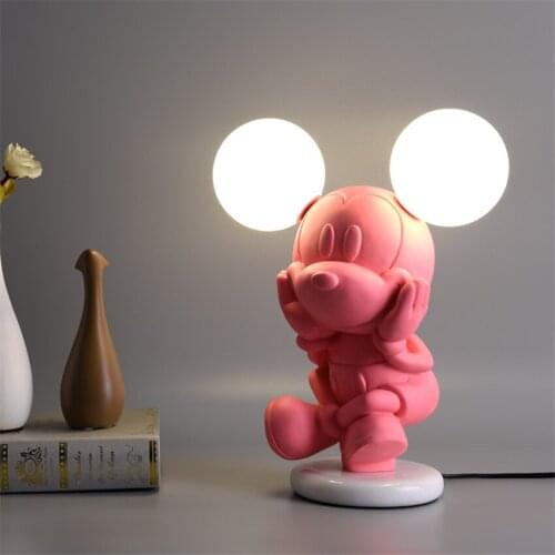 Modern Pink Cartoon Table Lamps Childrens Room Bedroom Bedside Cute Resin Decorative Lighting Girl Princess Room Table Lights