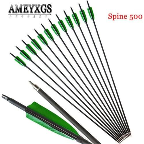 10/20pcs 31.5" Spine 500 Mix Carbon Arrow OD7.8mm Natural Fletches Arrow Shaft For Shooting Training Archery Hunting Accessories