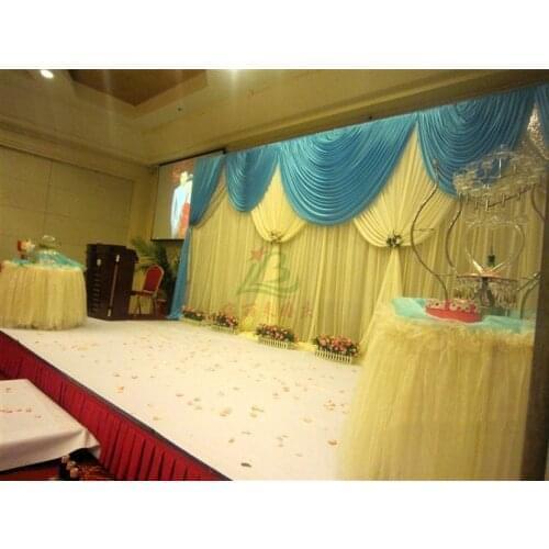 Wedding 3mx6m light blue backdrop Holiday decorations wedding supplies wedding stage background with Beatiful Swag