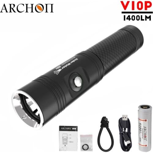 ARCHON V10P 1400 Lumen Recharge Diving Flashlight CREE LED Flashlight Diving Torch Underwater Dive Light Fill Light Strobe Lamp