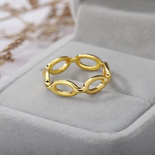 Creative Geometric Oval Ring Gold Color Stainless Steel Vintage Irregular Ring Minimalist For Women Finger Jewelry Gifts 2021