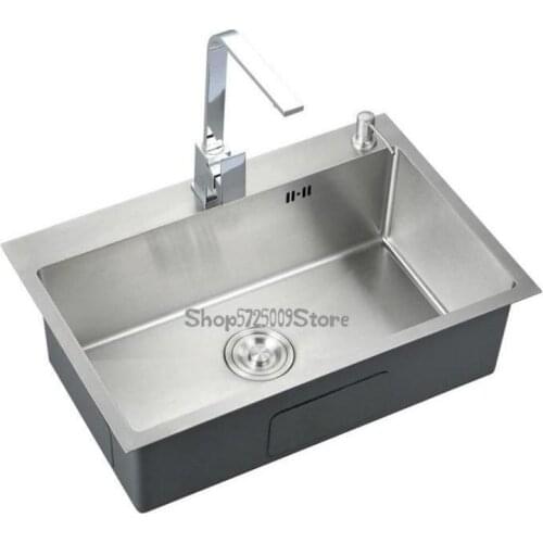 Kitchen Thickened 304 Stainless Steel Sink Pure Hand-drawing Sink Single And Double Sink High-end Sink Large Single Sink