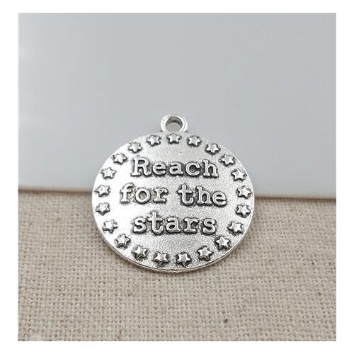 High Quality 20 Pieces/Lot Diameter 25mm Letter Embossed Reach For The Stars Dream Message Round Charm For Jewelry Making