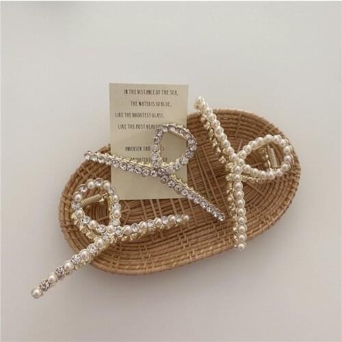 Korean Fashion Rhinestone Pearl Gripping Clip for Women 2021 New Geometric Pearl Hairpin Girl Wedding Hair Accessoreis