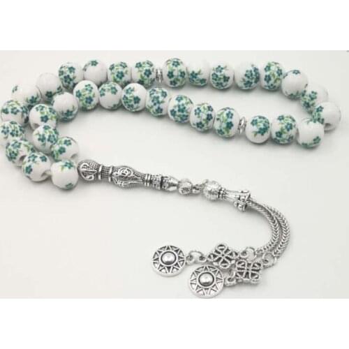 Green Ceramics Tasbih New style tassel accessories Muslim tesbih Metal tassels Islam bracelets Gift For Eid Islam rosary