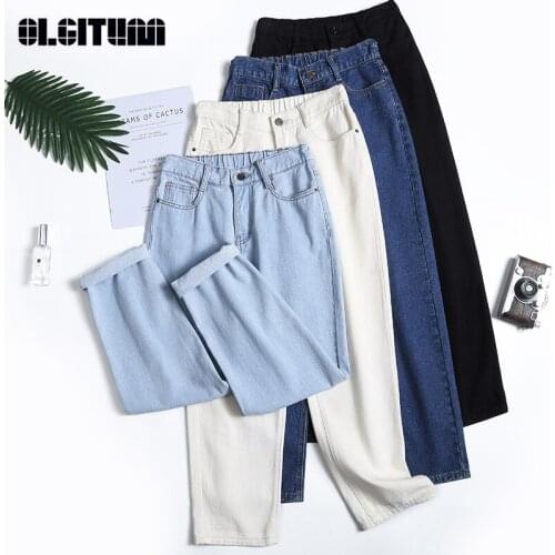 Women Spring Summer Loose Harem Denim Pants 2020 New Elastic High Waist Jeans Ankle Length Lady Casual Pants Trousers