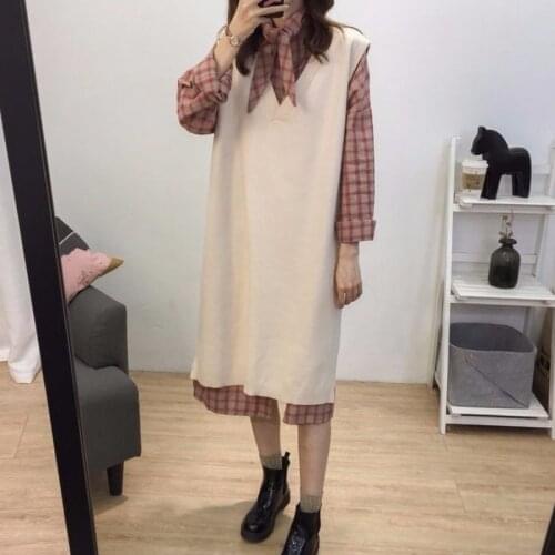 V-neck Knitted Vest Long Womens Sweater Sleeveless Winter and Spring Pullovers New Korean Loose Vests Femme Chandails