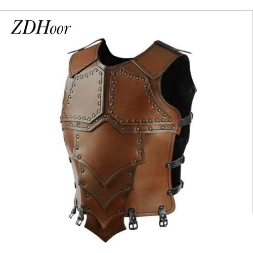 Adult Armor Vest Retro PU Leather Body Guard Imitation Equestrian Fencing Armor Chest Back Stage Props Cosplay Costume Clubwear